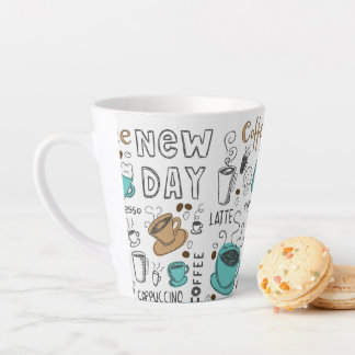 Caneca De Café Latte Copos de café desenhados à mão