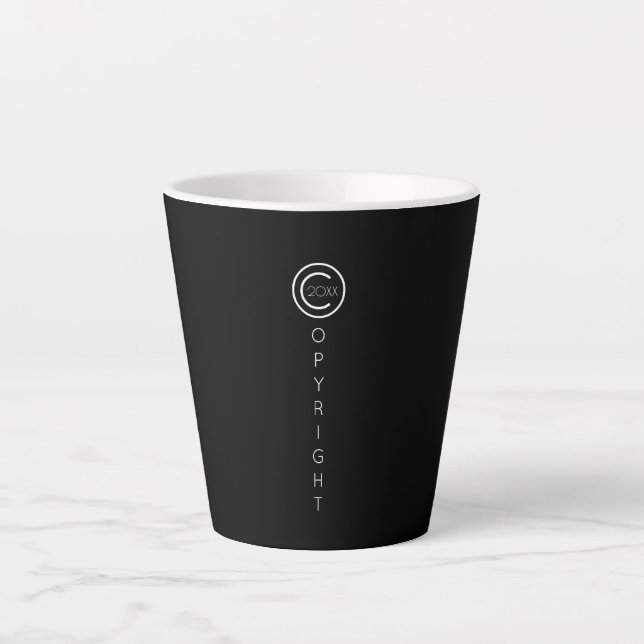 Caneca De Café Latte Copyright Modern Black Typografia (Frente)