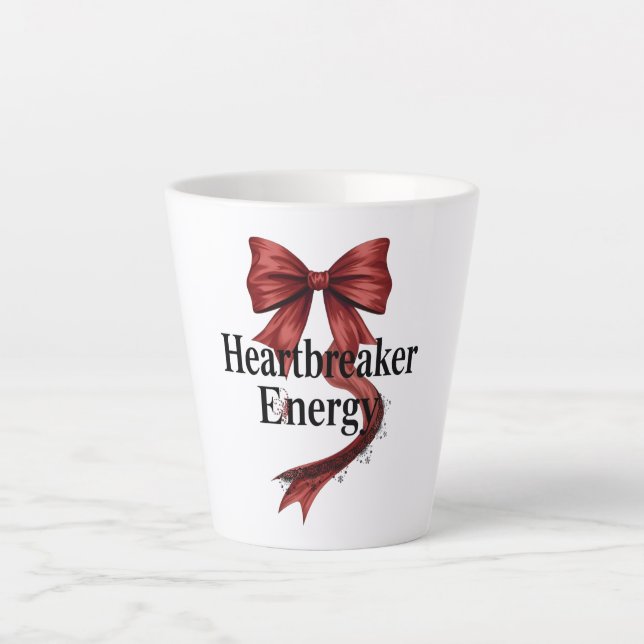 Caneca De Café Latte Coquette Baddie Aesthetic with Red Ribbon (Frente)