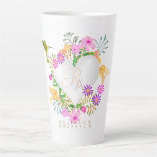 Caneca De Café Latte Cor Branca do Coração do Jardim Floral