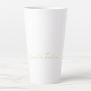 Caneca De Café Latte Cor Caligrafia Elegante Simples Nome