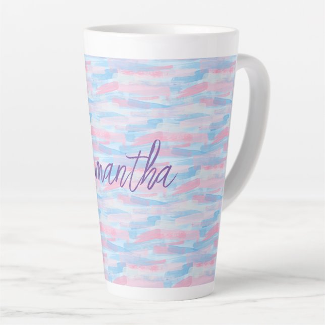 Caneca De Café Latte Cor da aquarela do pastel artístico (Ângulo direito)