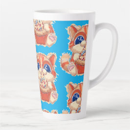 Caneca De Café Latte Cor da pizza de comida de gato