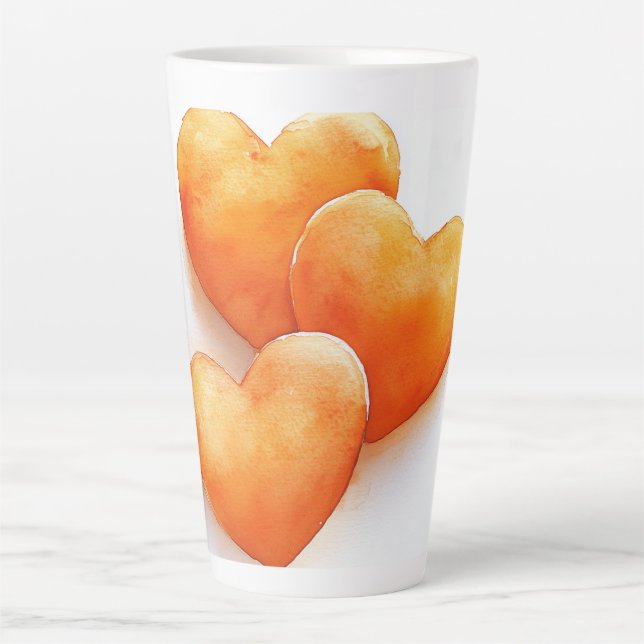 Caneca De Café Latte *Cor de Água do Coração Laranja (Frente)