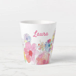 Caneca De Café Latte Cor de Água Placa Personalizada Girassosa