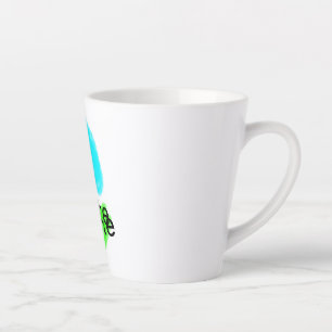 Caneca De Café Latte Cor de água verde azul adicione seu nome ao texto 