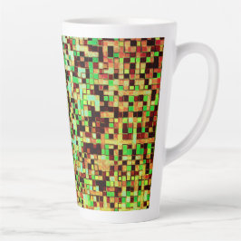 Caneca De Café Latte Cor de laranja desfocada e verde em pequenos quadr