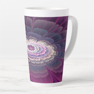 Caneca De Café Latte Cor-de-rosa Abstrato, cor-de-rosa, com flor em gre
