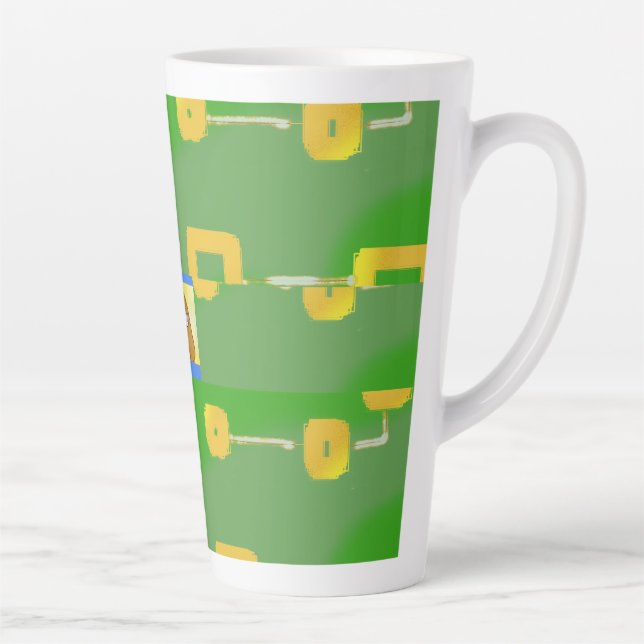 Caneca De Café Latte Cor de rosa Amarelo quadrada verde (Direita)
