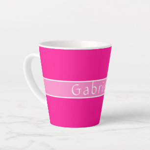Caneca De Café Latte Cor-de-rosa-quente de nome personalizado