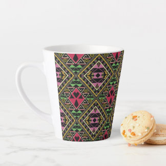 Caneca De Café Latte Cor-de-rosa vibrante e Abstrato verde