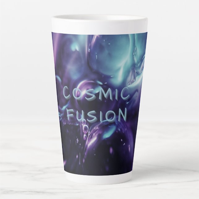 Caneca De Café Latte Cor púrpura da ilusão celestial (Frente)