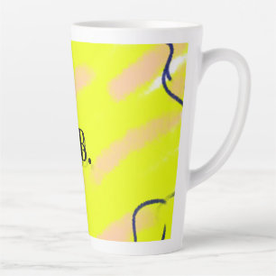 Caneca De Café Latte Cor simples adicionar texto nome monograma amarelo
