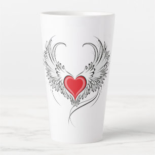 Caneca De Café Latte Coração Anjo Vermelho com asas