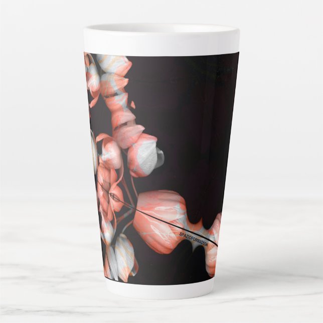 Caneca De Café Latte "Coração branco a preto do sol" (Frente)