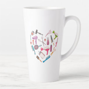 Caneca De Café Latte Coração da Ferramenta Hairdresser Hairstylist