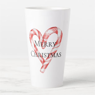 Caneca De Café Latte Coração de Cane de Doces de Natal