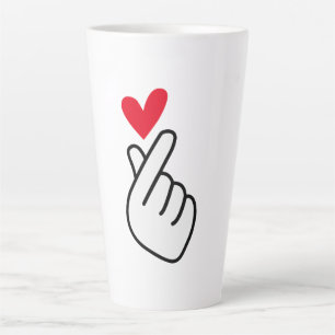 Caneca De Café Latte Coração de dedos coreano