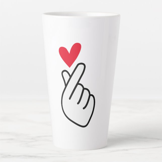 Caneca De Café Latte Coração de dedos coreano (Frente)