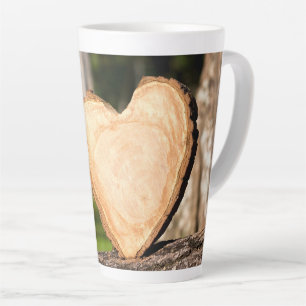 Caneca De Café Latte coração de madeira