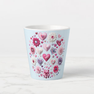 Caneca De Café Latte Coração do Dia de os namorados