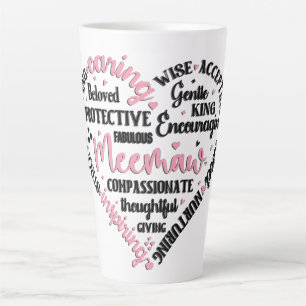 Caneca De Café Latte Coração Fofo Meemaw