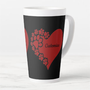 Caneca De Café Latte Coração Personalizado Pet Love