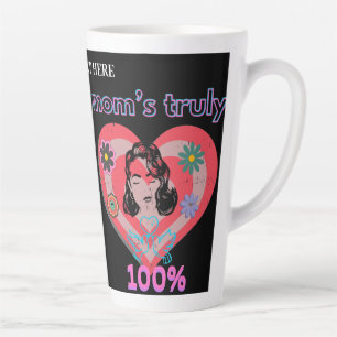 Caneca De Café Latte Coração Retro Rosa Mãe Mamãe Mãe Vintage