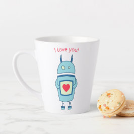 Caneca De Café Latte Coração Robô Bonito Eu Te Amo