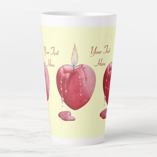 Caneca De Café Latte coração romântico de amor com vela a arder (Frente)