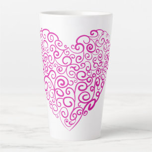 Caneca De Café Latte Coração rosa para escrita manual espiral para o Di