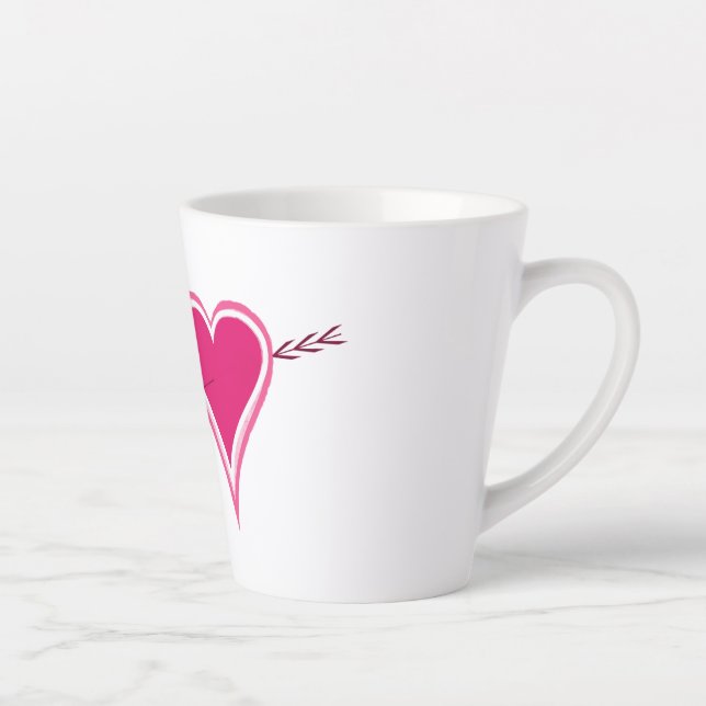 Caneca De Café Latte Coração & Seta-Framboesa (Direita)