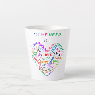 Caneca De Café Latte Coração: Texto Latte Mug