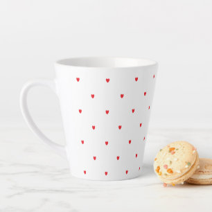 Caneca De Café Latte Coração Vermelho Bonito Corações Branco Clássico E