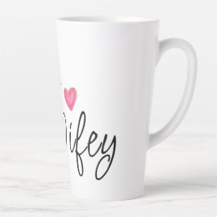 Caneca De Café Latte Coração vermelho da esposinha est. Ano futura espo
