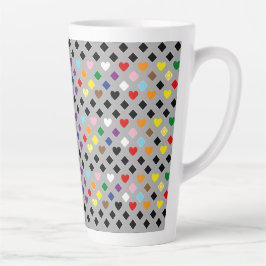 Caneca De Café Latte Corações Arco-Íris