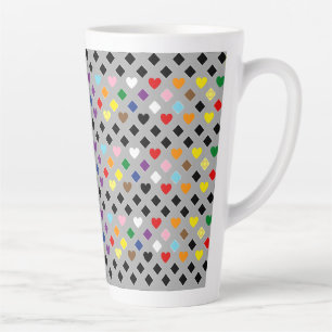 Caneca De Café Latte Corações Arco-Íris