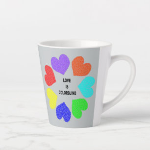 Caneca De Café Latte Corações Arco-Íris com Amor Interracial