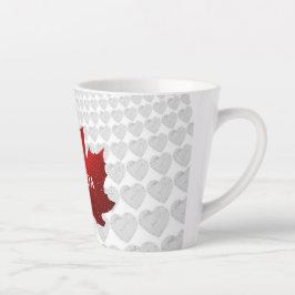 Caneca De Café Latte Corações Brancos Folha Vermelha do CANADÁ