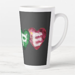 Caneca De Café Latte Corações Coloridos de ESPERANÇA – Tipografia de Am