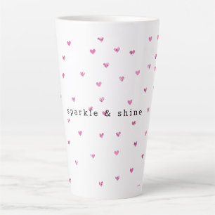 Caneca De Café Latte Corações com Glama Rosa