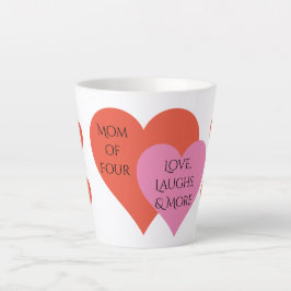 Caneca De Café Latte Corações cor-de-rosa vermelho bonito Texto Mãe de 