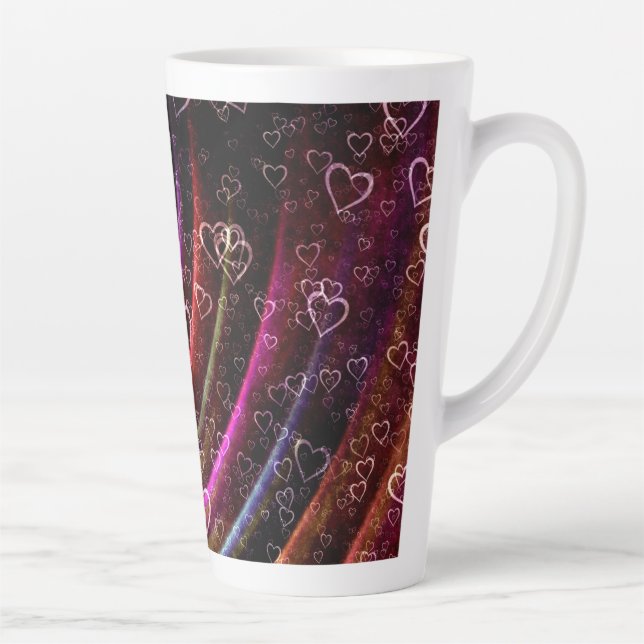 Caneca De Café Latte Corações de Amor Sublimação de Textura (Direita)