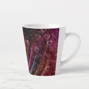 Caneca De Café Latte Corações de Amor Sublimação de Textura