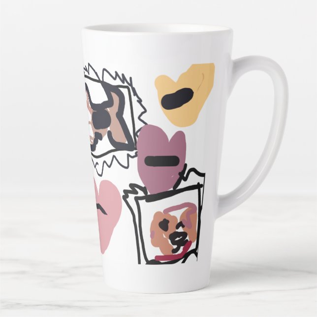 Caneca De Café Latte Corações de Beagle (Direita)