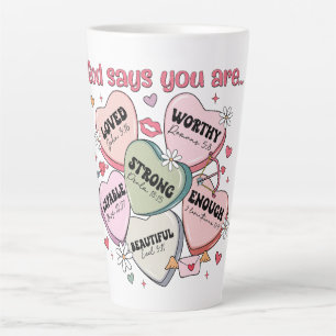 Caneca De Café Latte Corações de Doces de São Valentão Cristão