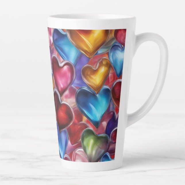 Caneca De Café Latte Corações de Vidro - Lata (Direita)