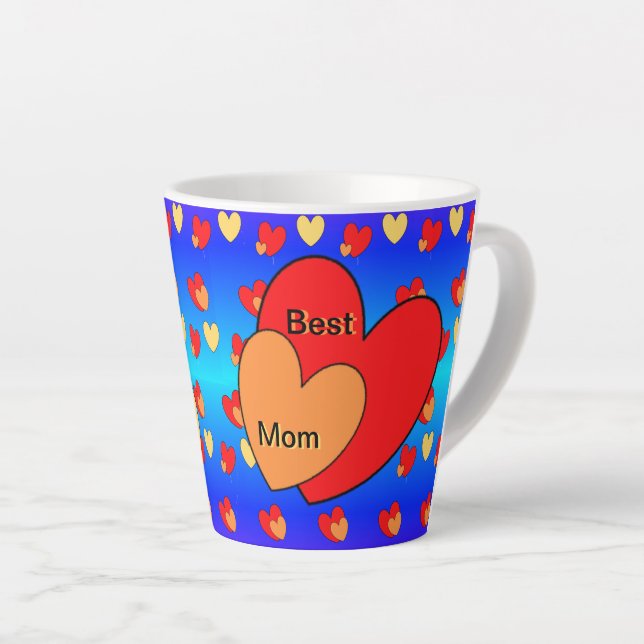 Caneca De Café Latte Corações Melhor Mãe Latte Mug (Ângulo direito)