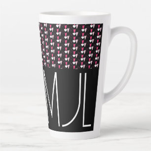 Caneca De Café Latte Corações Modernos Padrão Misto Dia dos Namorados I