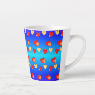 Caneca De Café Latte Corações - Padrão Latte Mug